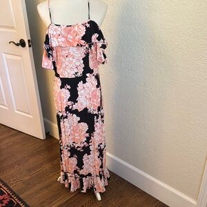 Cleobella Pink and Black Spaghetti Strap Maxi Dress